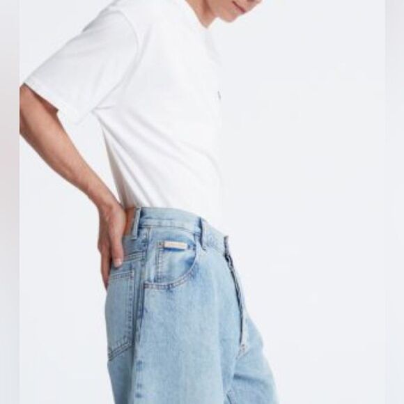 90s Vintage Calvin Klein CK Jeans Men’s 34 Straight Leg Light Wash Distressed - Picture 6 of 16